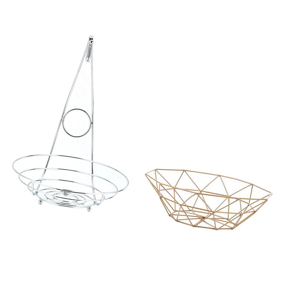 2 in 1 Chrome Banana Hanger Fruit Bowl Tree Holder Storage Basket Fruit Bowl
