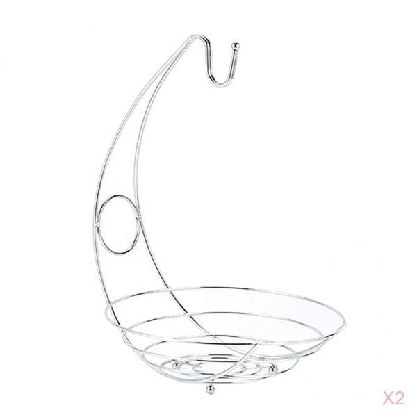 2 in 1 Banana Hanger Fruit Bowl Tree Holder Storage Basket Stand Hook Pack 2