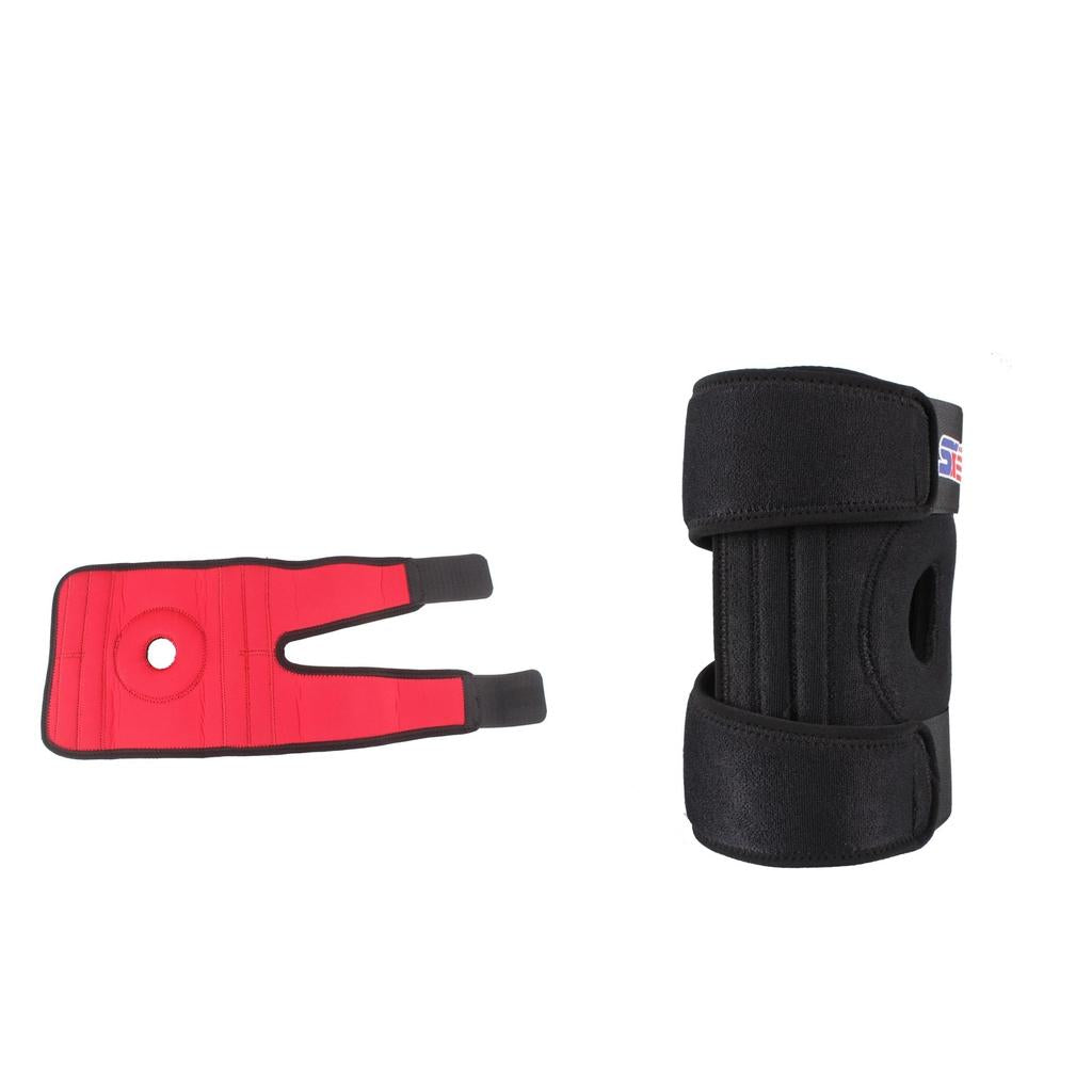 2 Pieces Neoprene Support Adjustable Sport Knee Brace Pads with 4 Springs