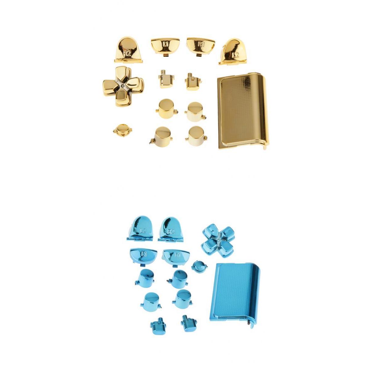 2 Pieces Touchpad Chrome Plating Button Buttons for PS4 Controller Gold+Blue