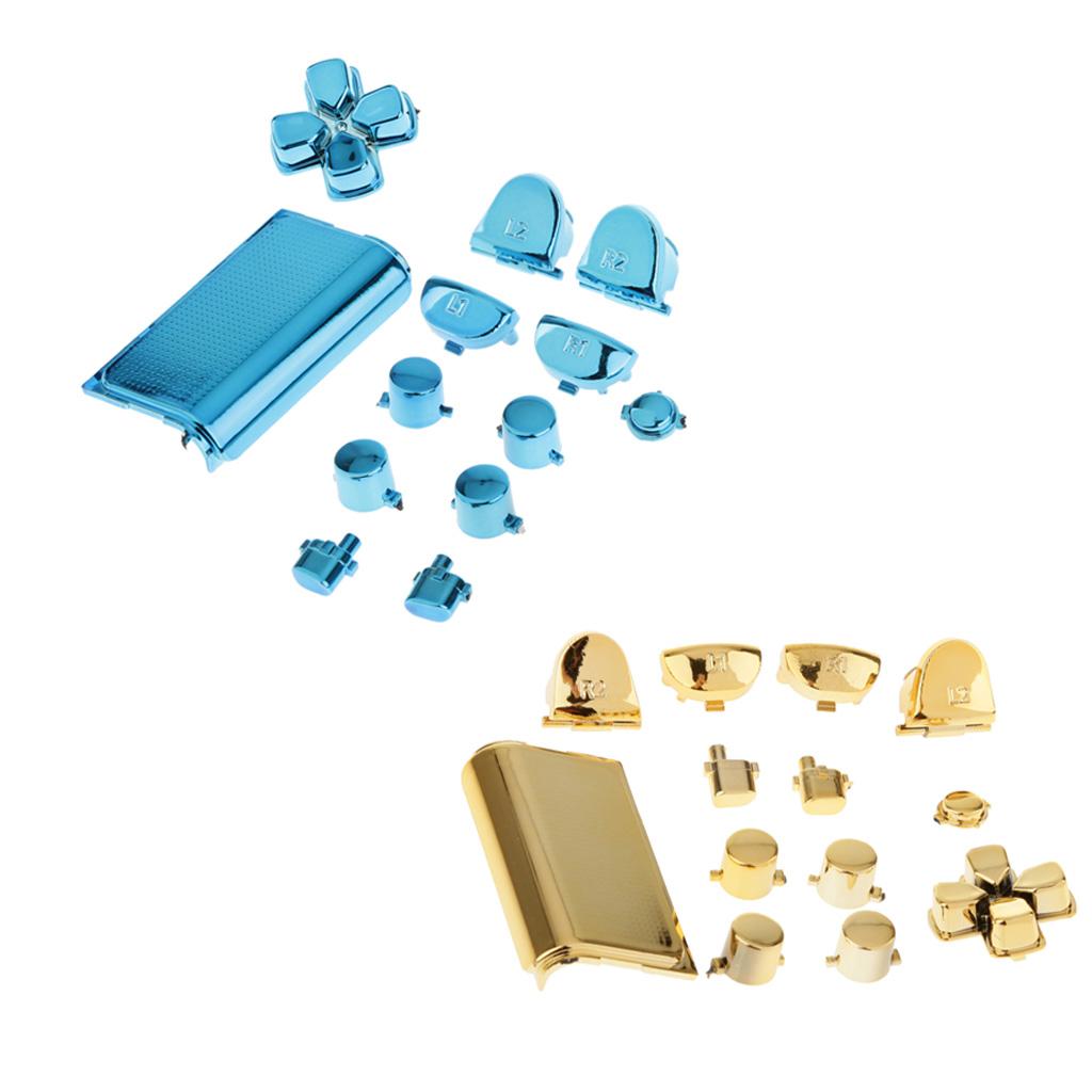 2 Pieces Touchpad Chrome Plating Button Buttons for PS4 Controller Gold+Blue