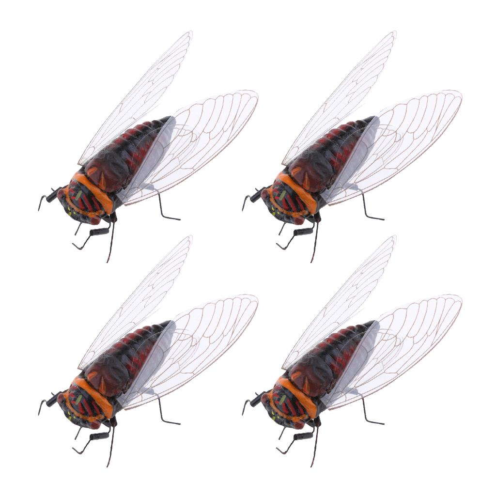 4Pieces Realistic Insect Animal Pot Hanger Fridge Magnet Garden Decor Cicada