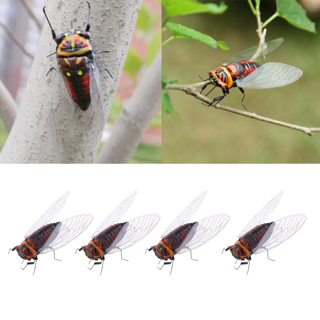 4Pieces Realistic Insect Animal Pot Hanger Fridge Magnet Garden Decor Cicada