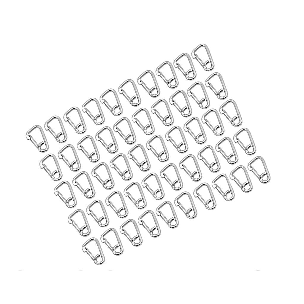 50pcs 304 Stainless Steel Spring Hook Carabiner Clip Keychain M10 100mm