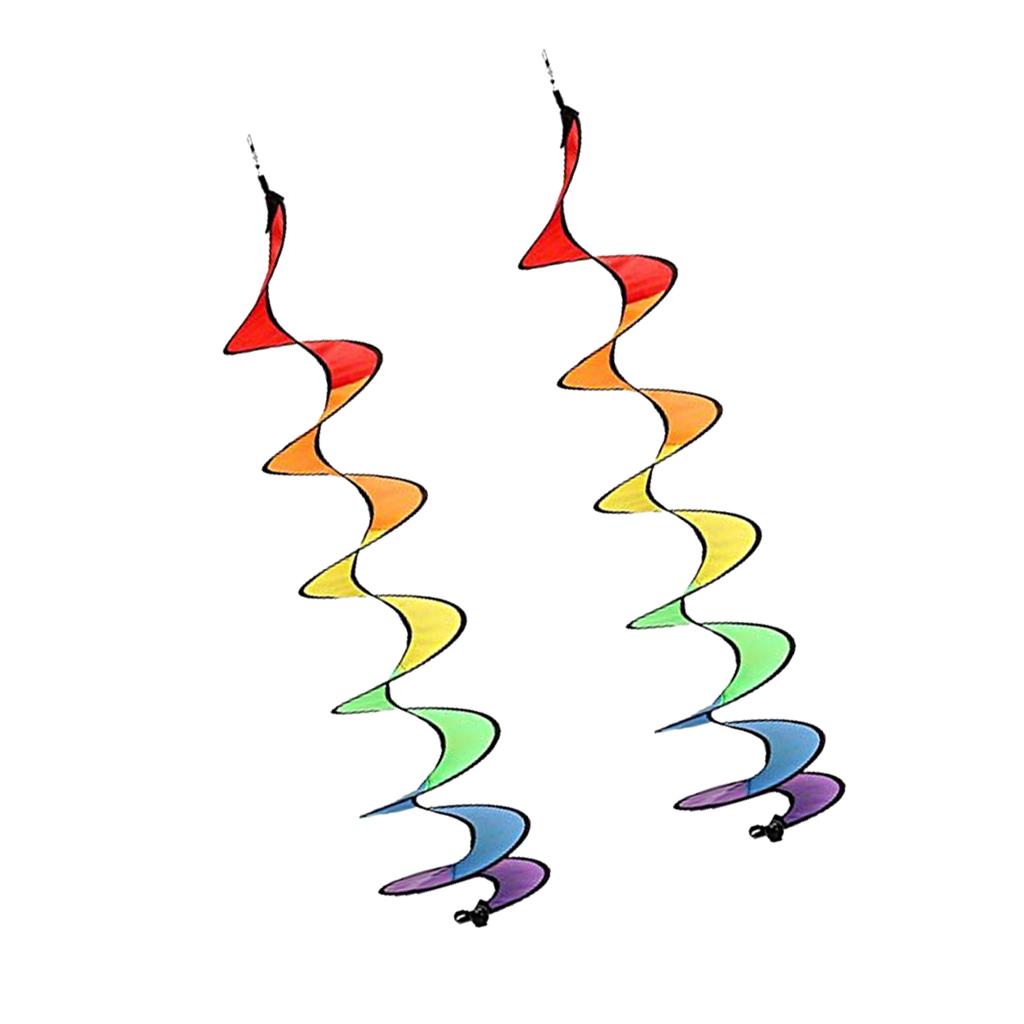 2pcs 55'' Rainbow Spiral Windmill Windsock Camp Tent Home Garden Decor Toy