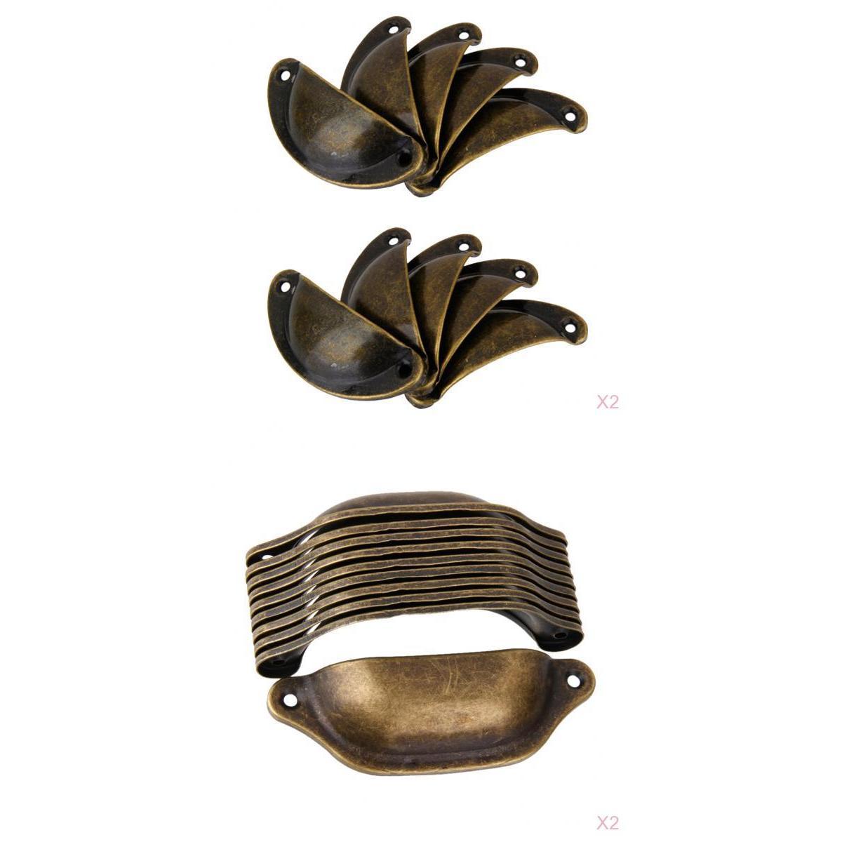 40Pcs Bronze Cabinet Cup Handles Knobs Wardrobe Drawer Shell Pull Handles