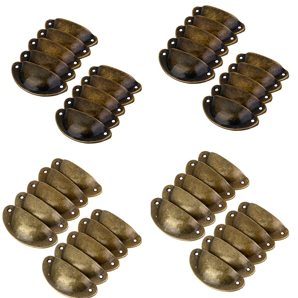 40Pcs Bronze Cabinet Cup Handles Knobs Wardrobe Drawer Shell Pull Handles
