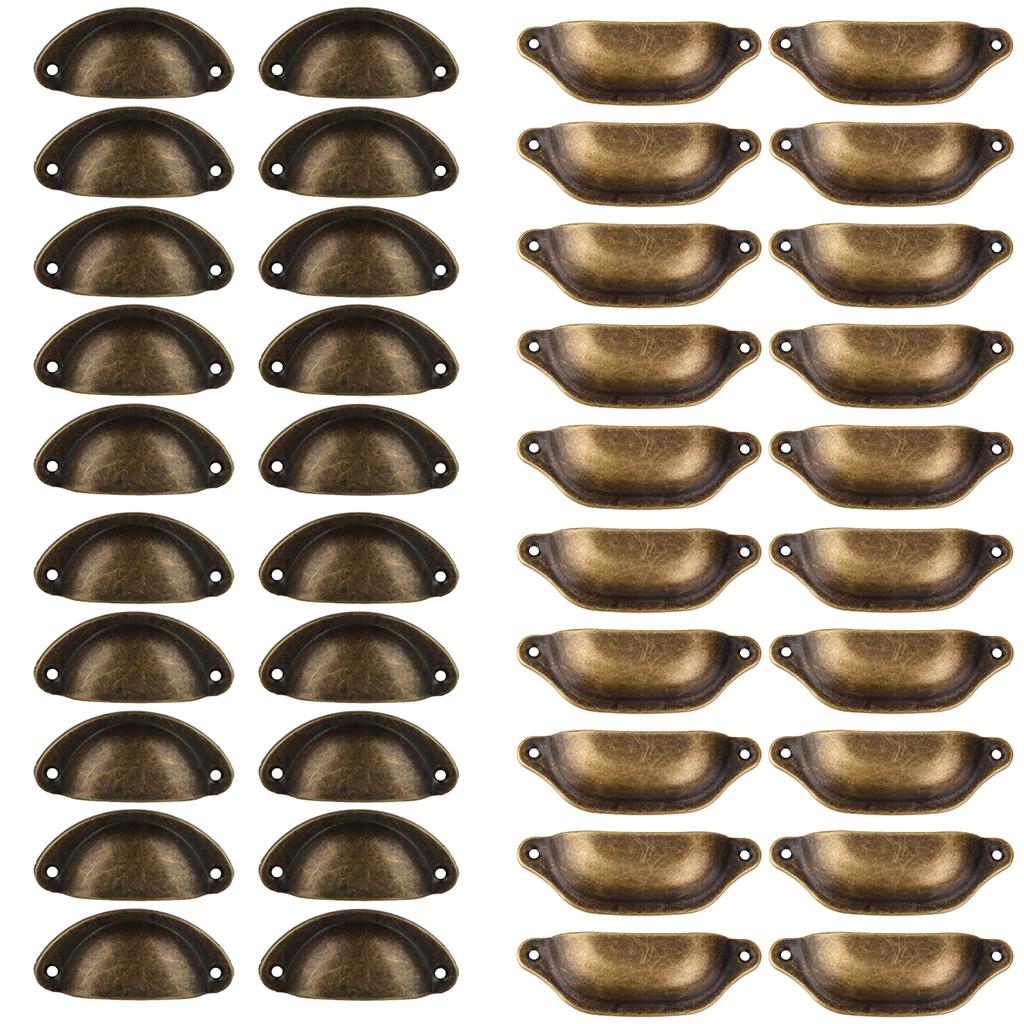 40Pcs Bronze Cabinet Cup Handles Knobs Wardrobe Drawer Shell Pull Handles