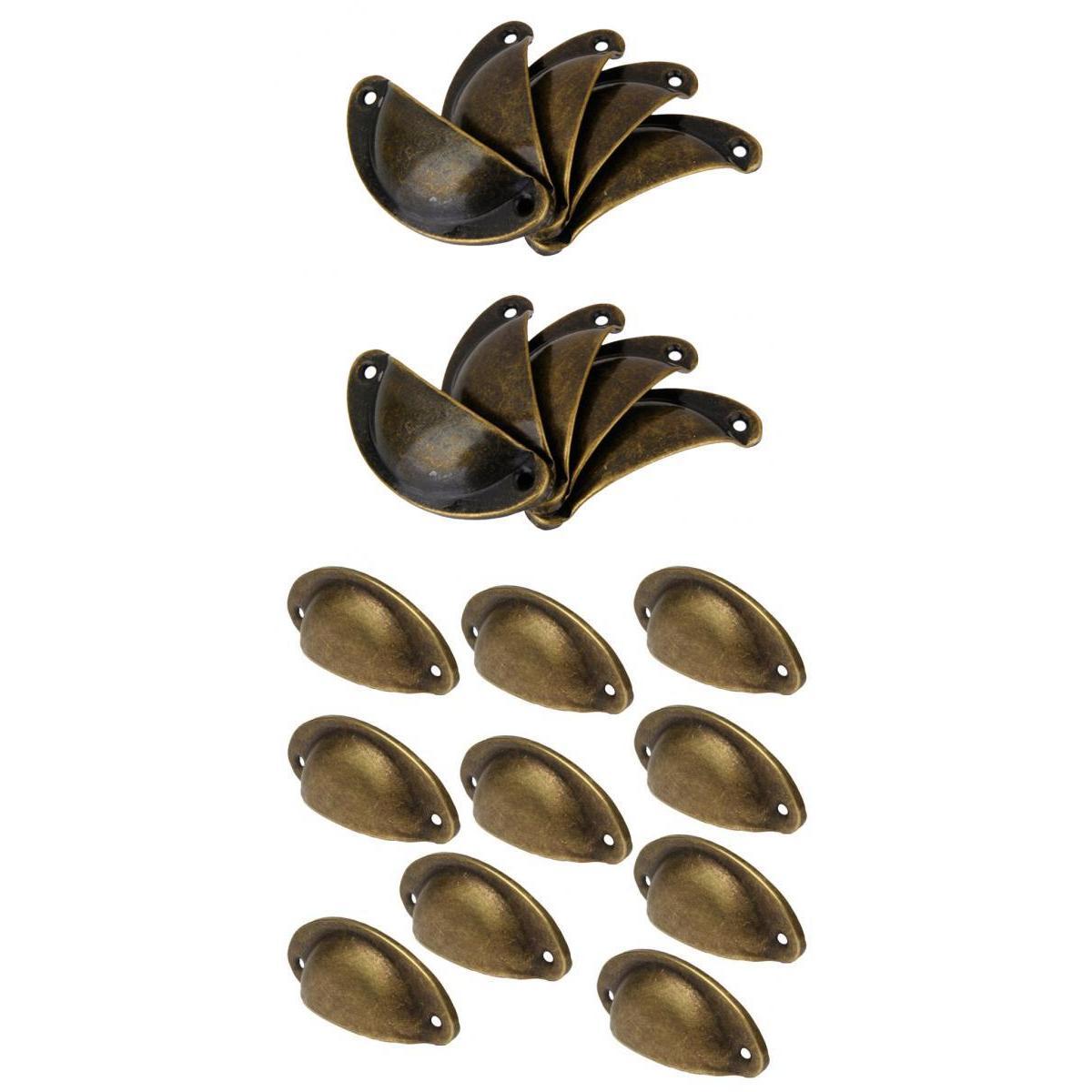 20Pcs Bronze Cabinet Cup Handles Knob Wardrobe Drawer Shell Pull Handles