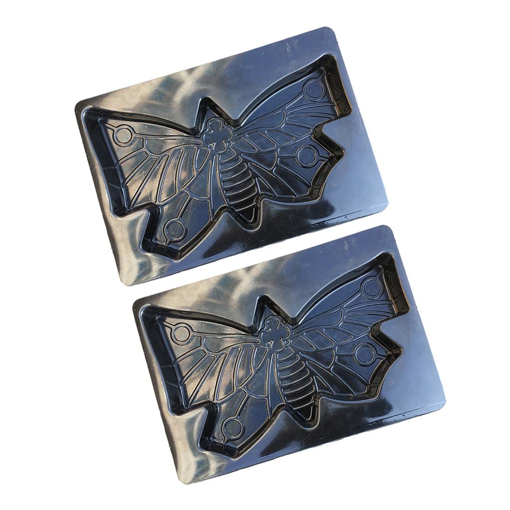 2Pcs Large Butterfly Shaped Stepping Stone Plaster Concrete Mold for Garden