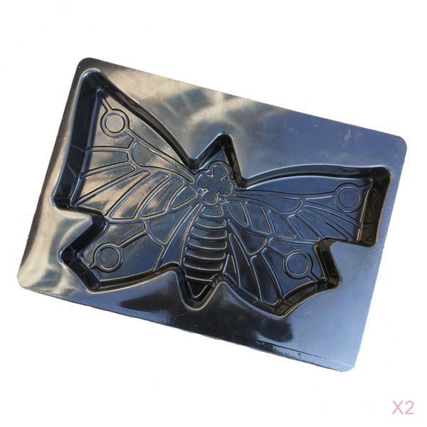 2Pcs Large Butterfly Shaped Stepping Stone Plaster Concrete Mold for Garden