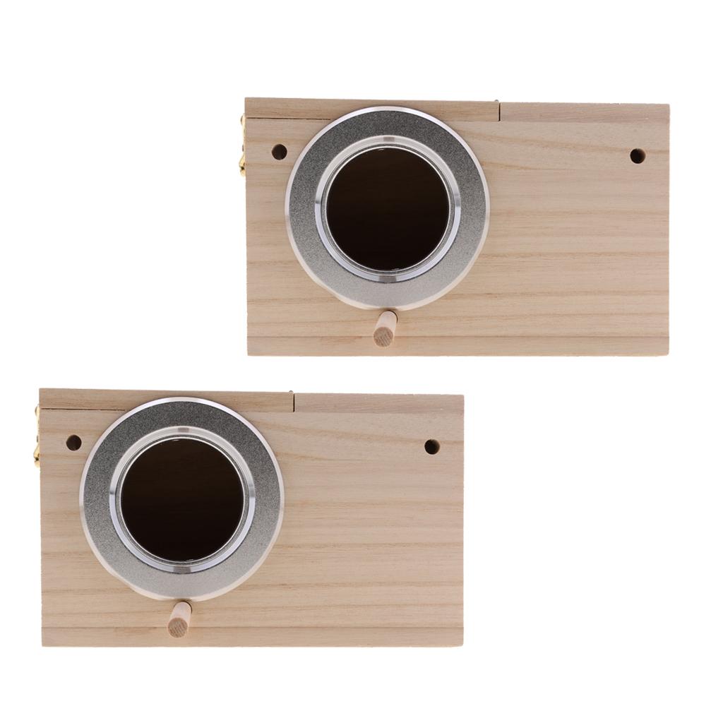 2pcs Wooden Wild Bird Nest Box Nesting Feeding Feeder Station House & Stick