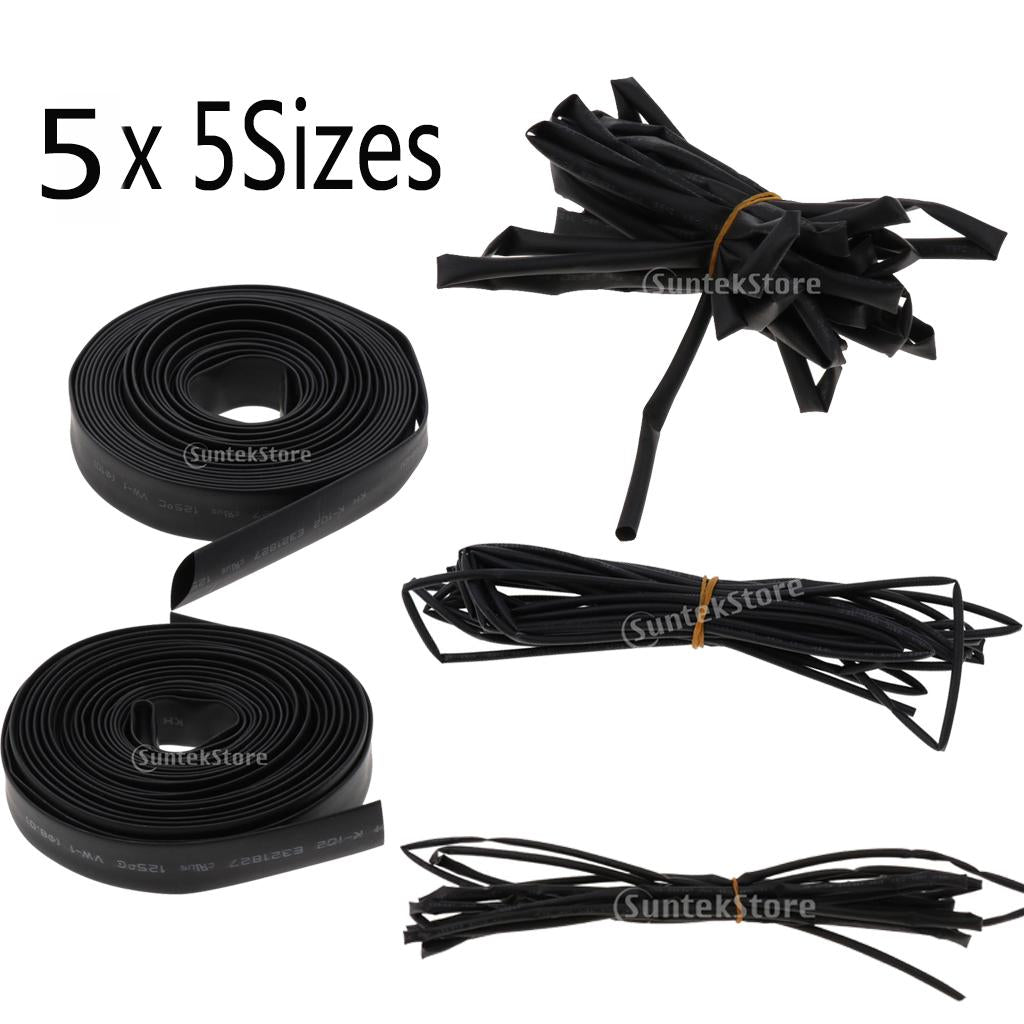 5Set Ratio 2:1 Waterproof Heatshrink Tube Tubing Heat Shrink Sleeve Wrap 5M