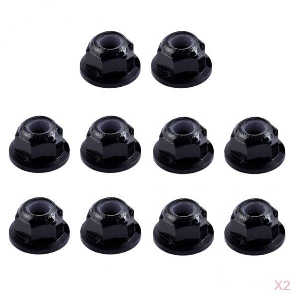 20pcs Black Steel M4 4mm 1/10 RC Vehicle Fastener Nuts Wheel Tires Accessory