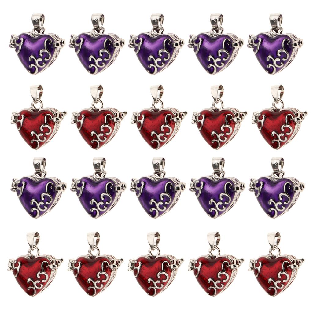 20 Piece Purple Red Enamel Love Heart Locket Cremation Memorial Urn Pendant
