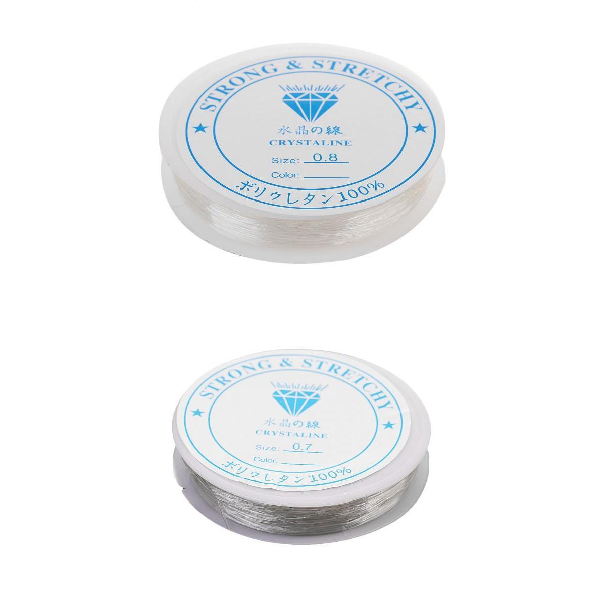 2 Pieces 10 Meters Clear Elastic Thread Cord For Jewelry Making 0.7mm 0.8mm
