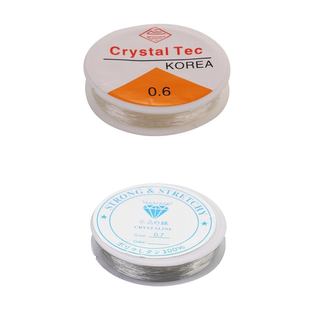 2 Pieces 10 Meters Clear Elastic Thread Cord For Jewelry Making 0.7mm 0.6mm