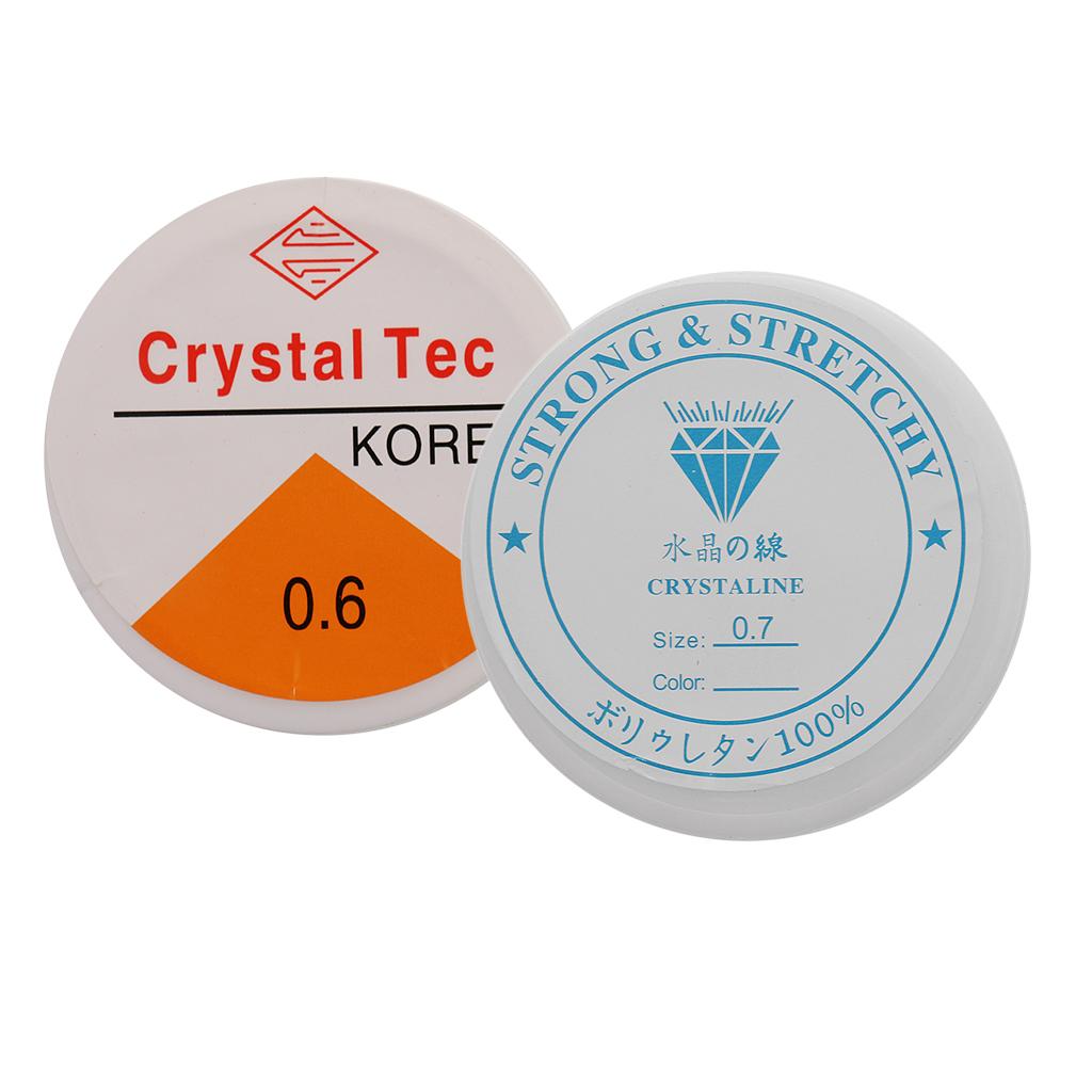 2 Pieces 10 Meters Clear Elastic Thread Cord For Jewelry Making 0.7mm 0.6mm