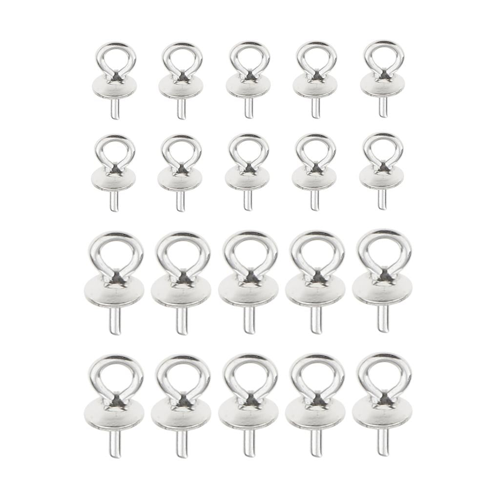 20Pieces Sterling Silver Pendant Clasp Pearl Bail Eye Pins Connectors Supply