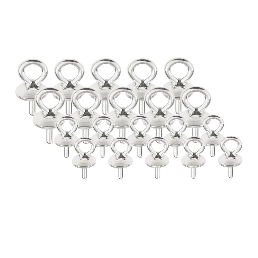 20Pieces Sterling Silver Pendant Clasp Pearl Bail Eye Pins Connectors Supply
