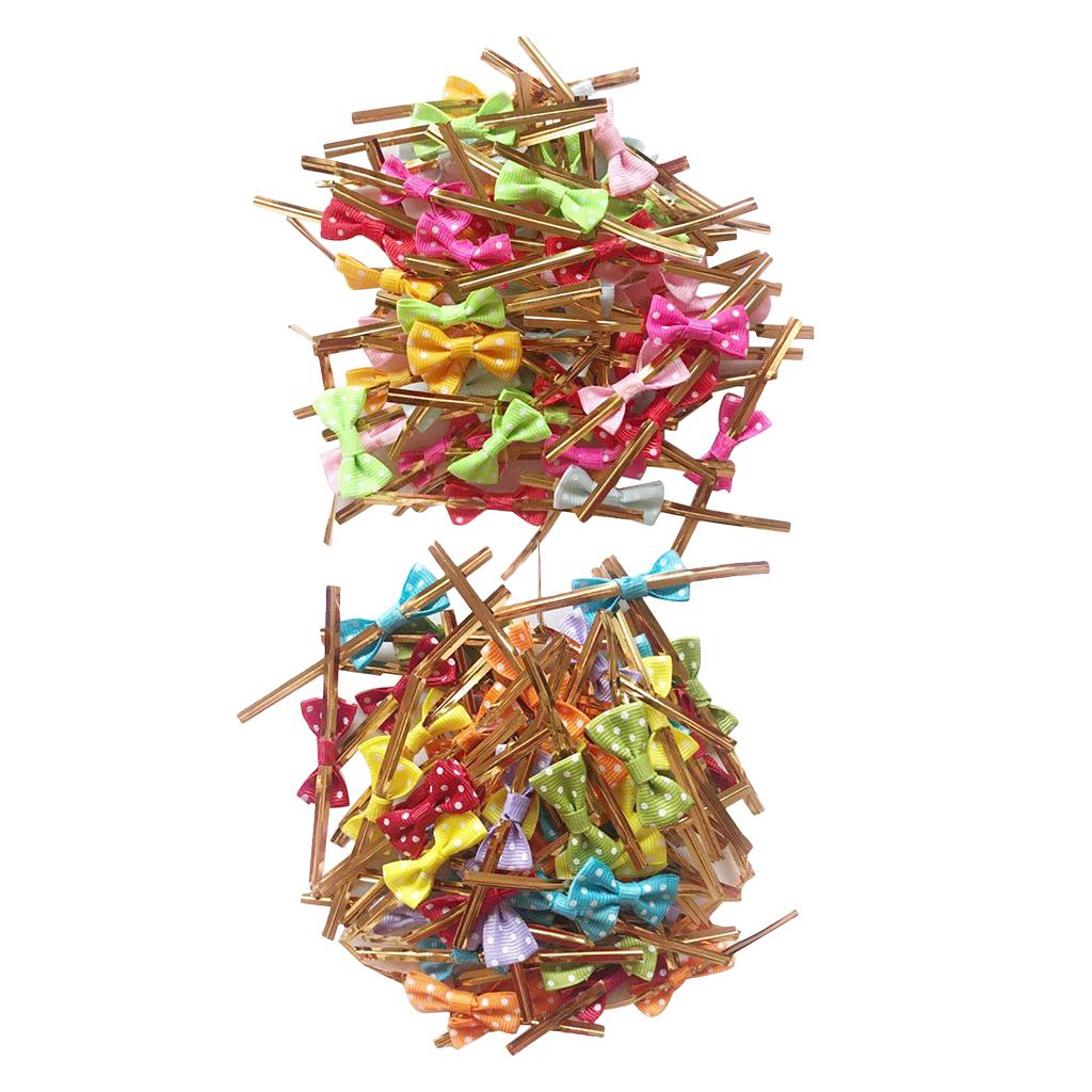 100 Pieces Bowknot Dot Sealing Wire Bakery Packing Cake Decoration Twist Tie