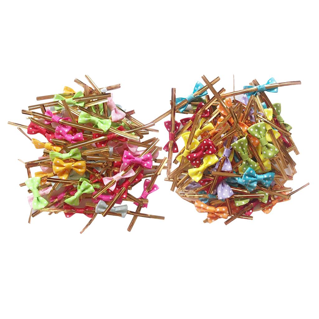 100 Pieces Bowknot Dot Sealing Wire Bakery Packing Cake Decoration Twist Tie