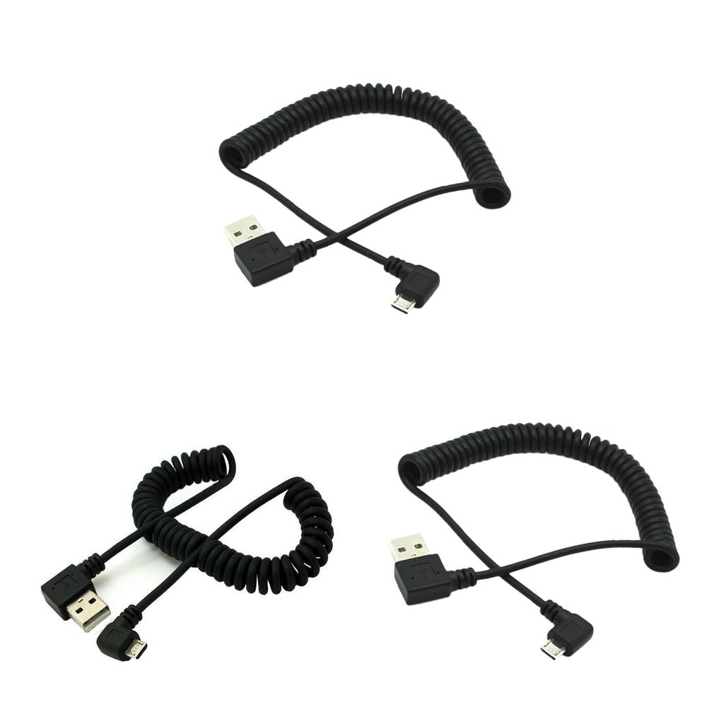 4 Pieces 1m Spring Coiled USB 2.0 Male A to Micro USB 5-pin Cable Cord