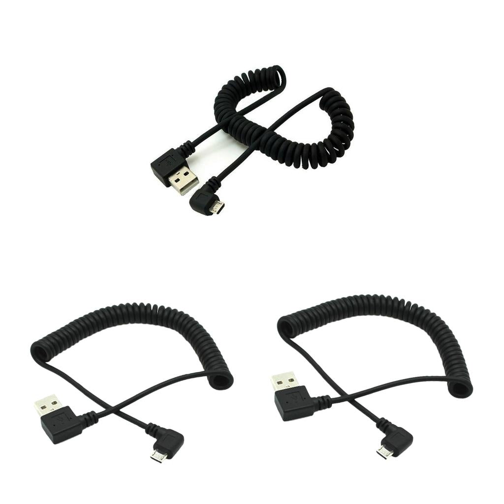 4 Pieces 1m Spring Coiled USB 2.0 Male A to Micro USB 5-pin Cable Cord