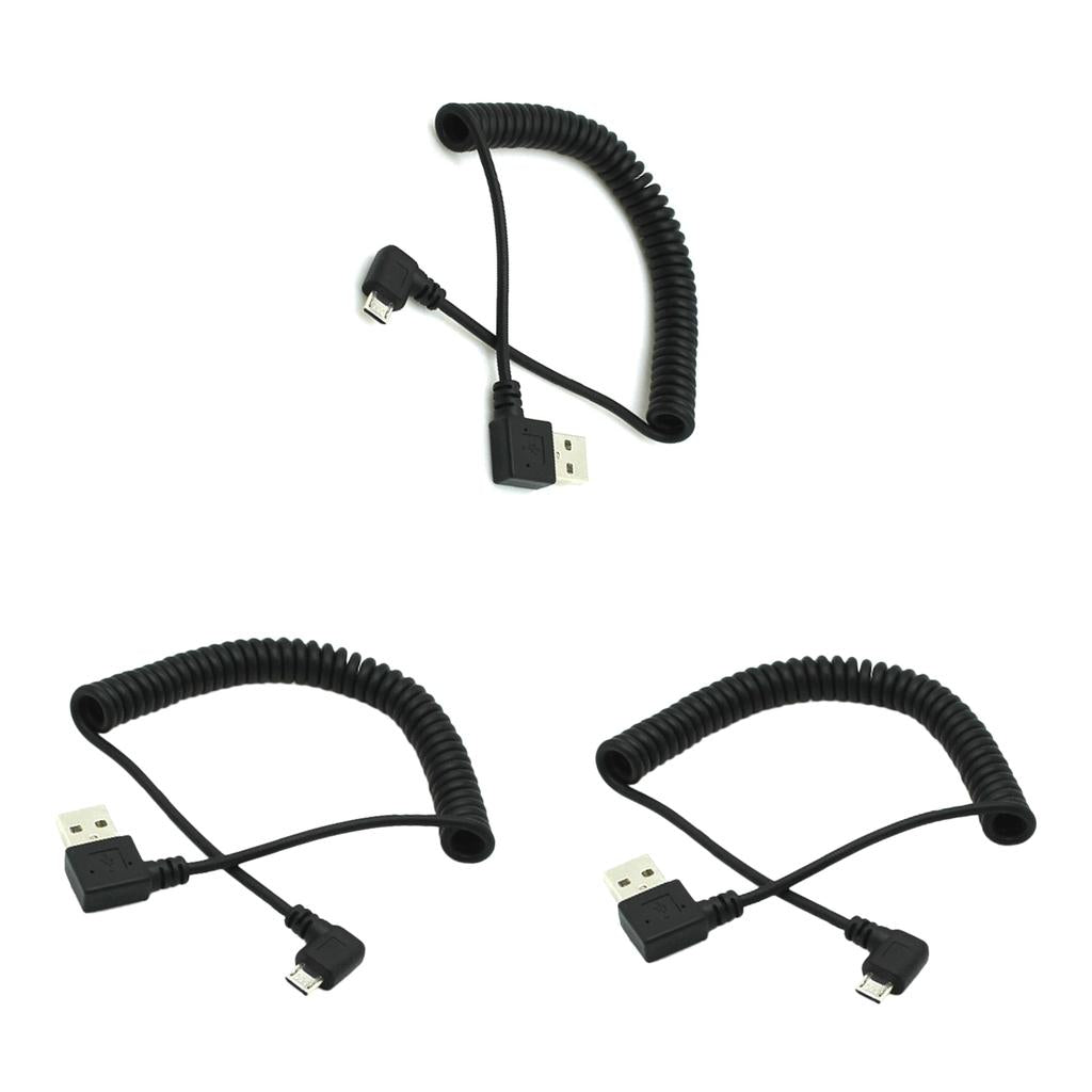 4 Pieces 1m Spring Coiled USB 2.0 Male A to Micro USB 5-pin Cable Cord