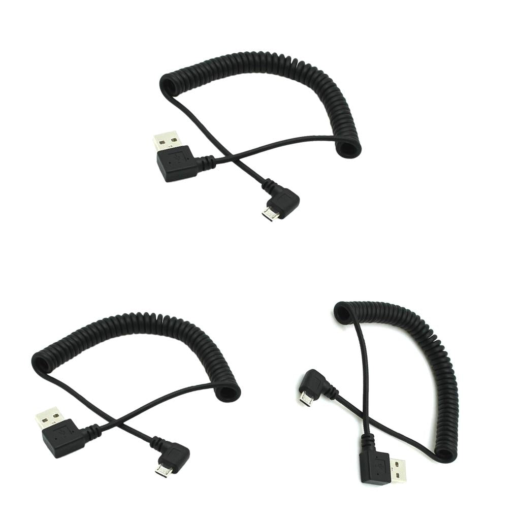 4 Pieces 1m Spring Coiled USB 2.0 Male A to Micro USB 5-pin Cable Cord
