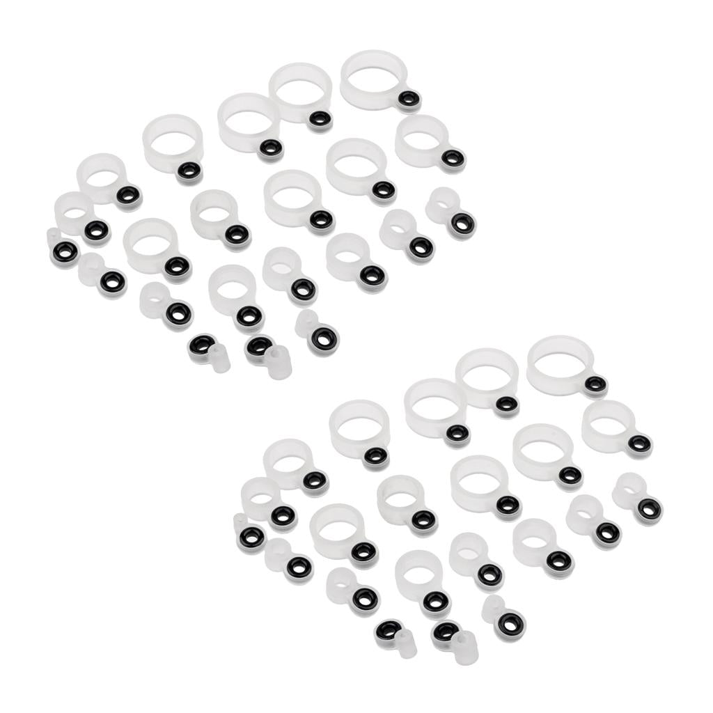 44pcs Silicone and Ceramic Fishing Rod Guides Repair Kit Rod Tip Eye Rings