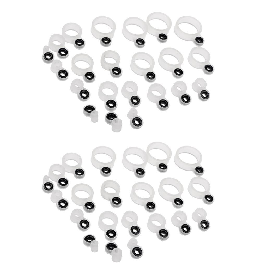 44pcs Silicone and Ceramic Fishing Rod Guides Repair Kit Rod Tip Eye Rings