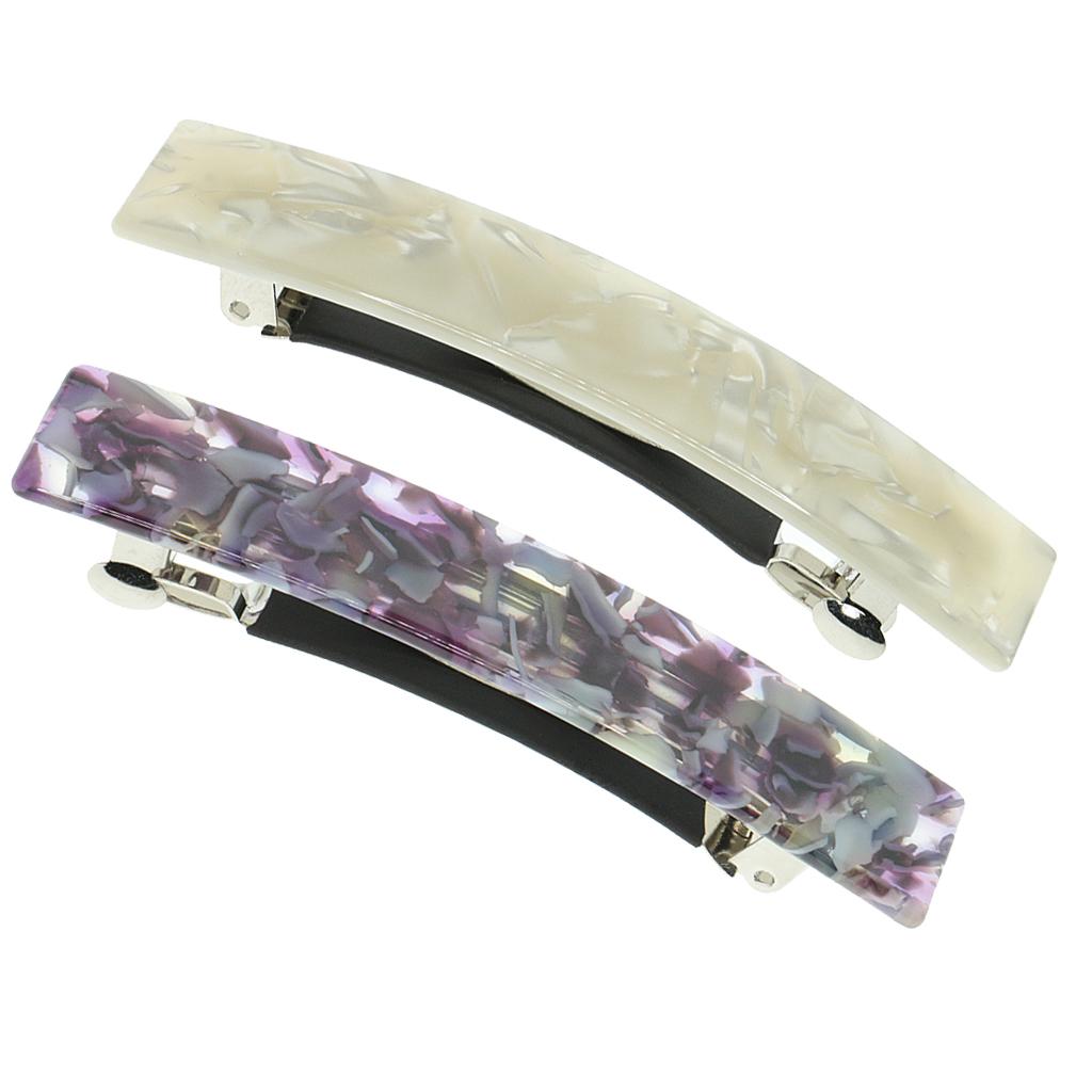 2pcs French Style Acetate Leopard Automatic Barrette Ponytail Holders
