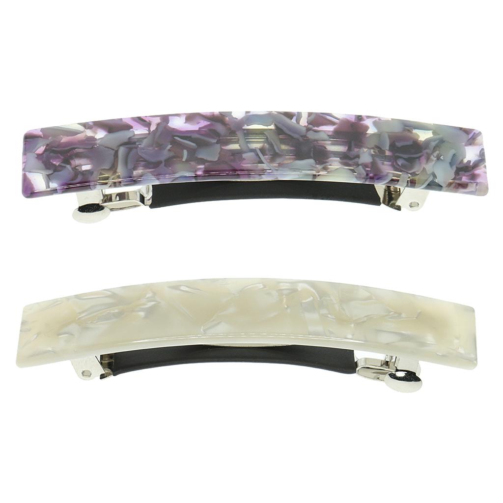 2pcs French Style Acetate Leopard Automatic Barrette Ponytail Holders