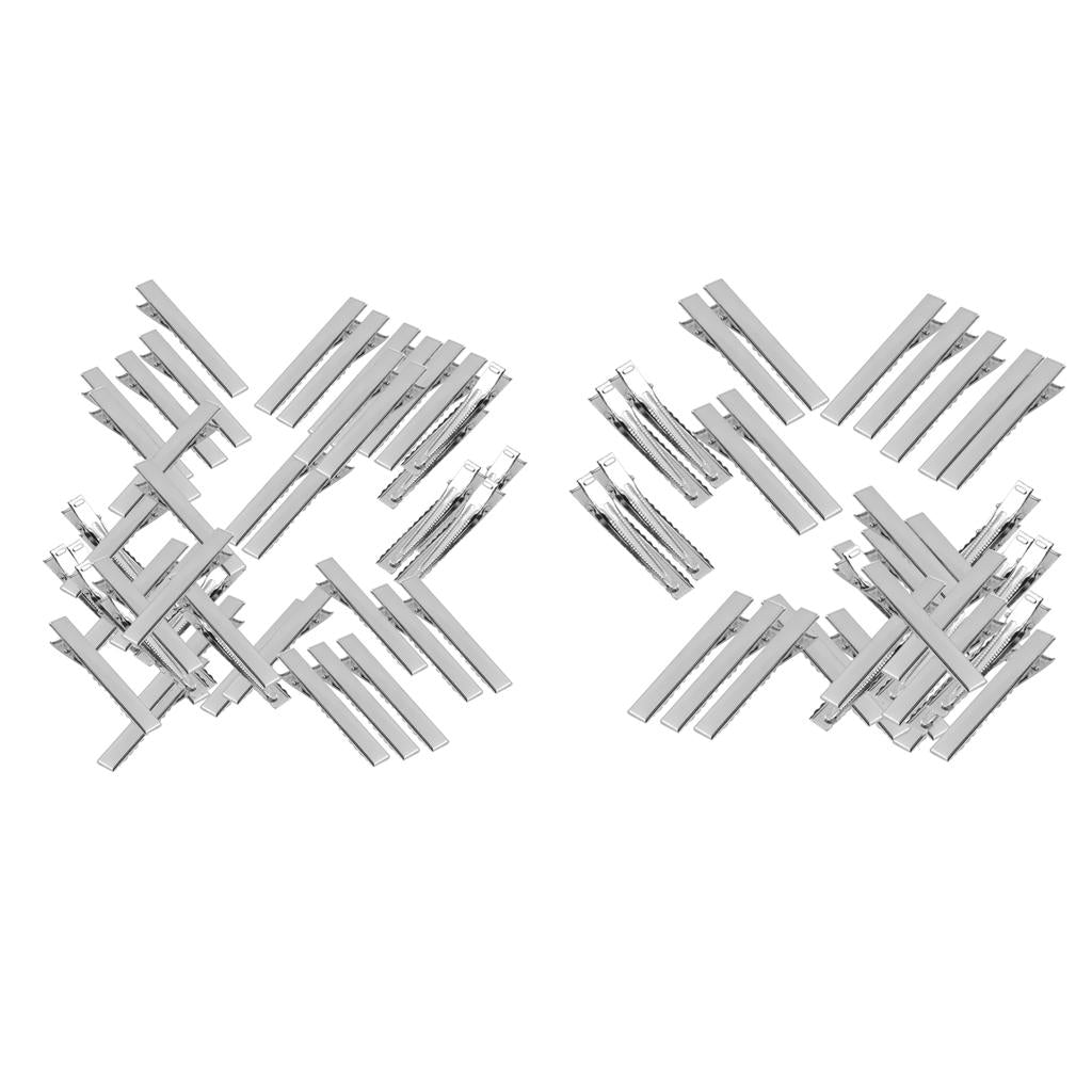 100pcs Assorted Size Flat Single Prong Metal Alligator Hair Clips