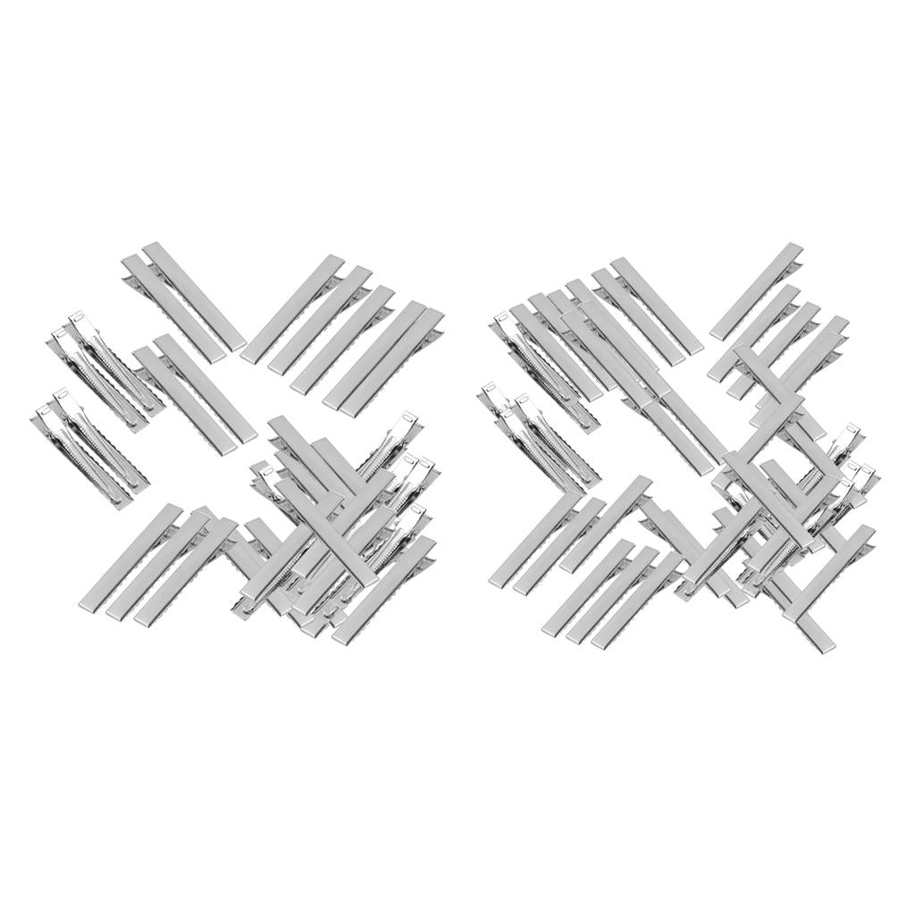 100pcs Assorted Size Flat Single Prong Metal Alligator Hair Clips