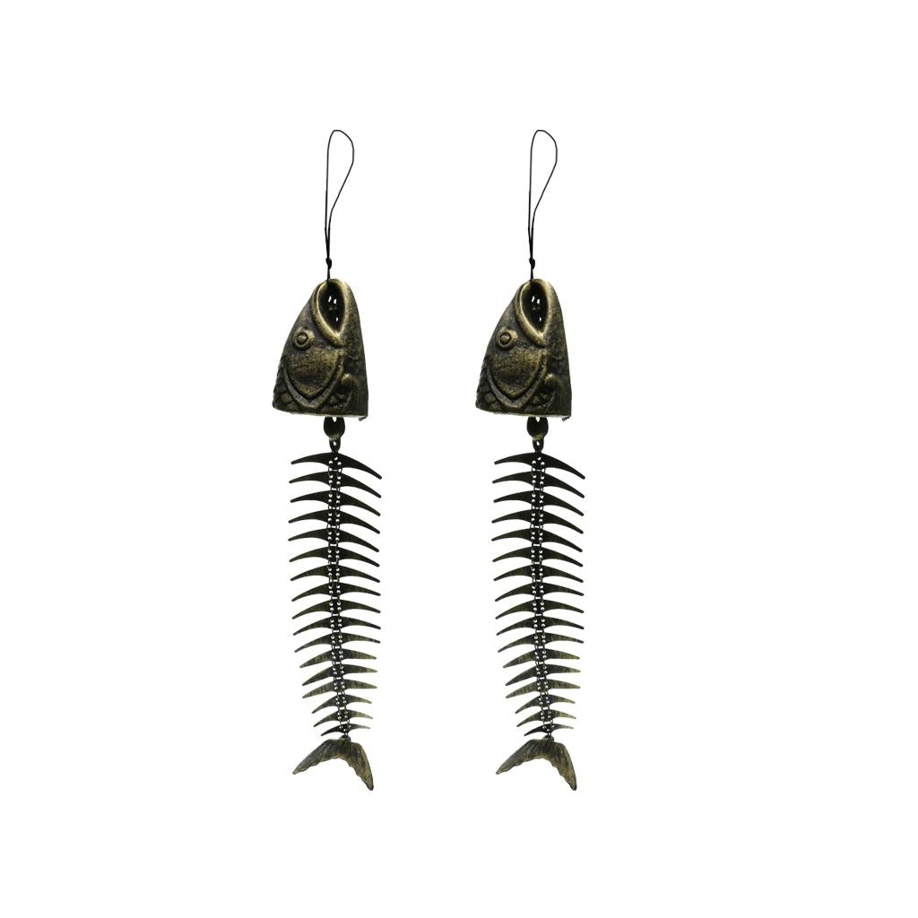 2pcs Decorative Fishbone Outdoor Chime Hanging Decor Patio Garden Balcony