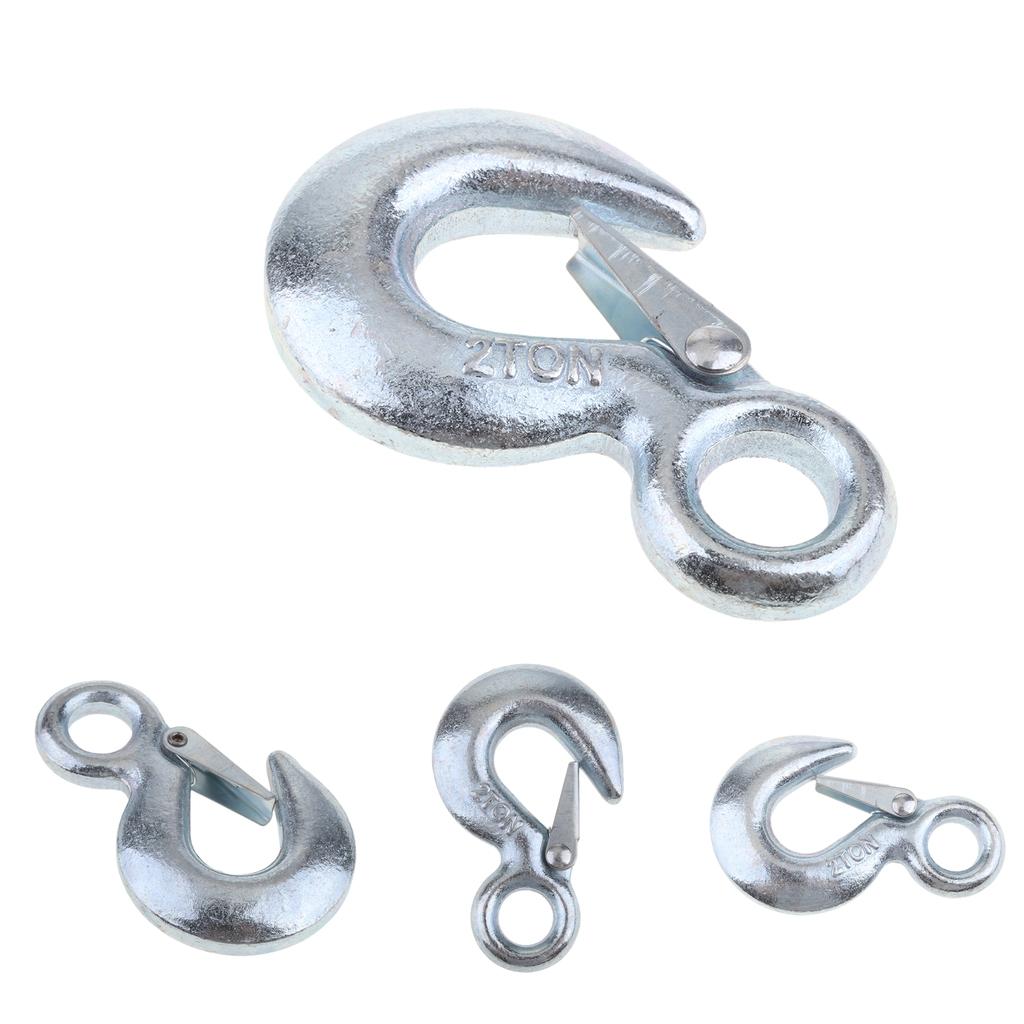 4 x Forged Steel 2T Eye Hook w/ Clevis Safety Latch for Winch Cable UTV/ATV
