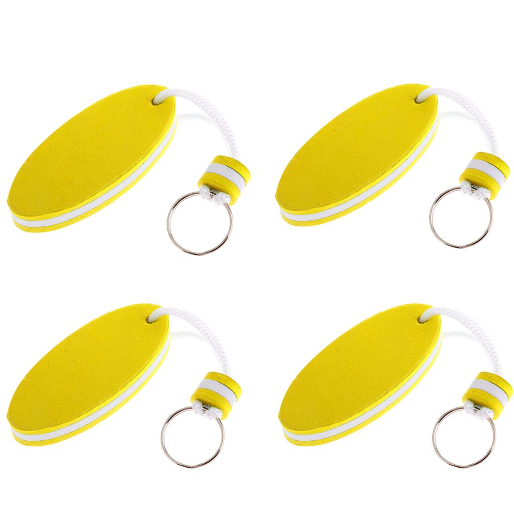4Pcs Oval Shaped EVA Foam Floating Key Ring Canoe Boat Keychain Yellow