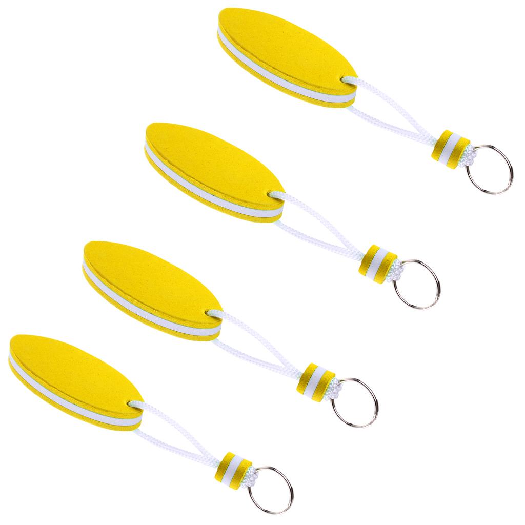 4Pcs Oval Shaped EVA Foam Floating Key Ring Canoe Boat Keychain Yellow