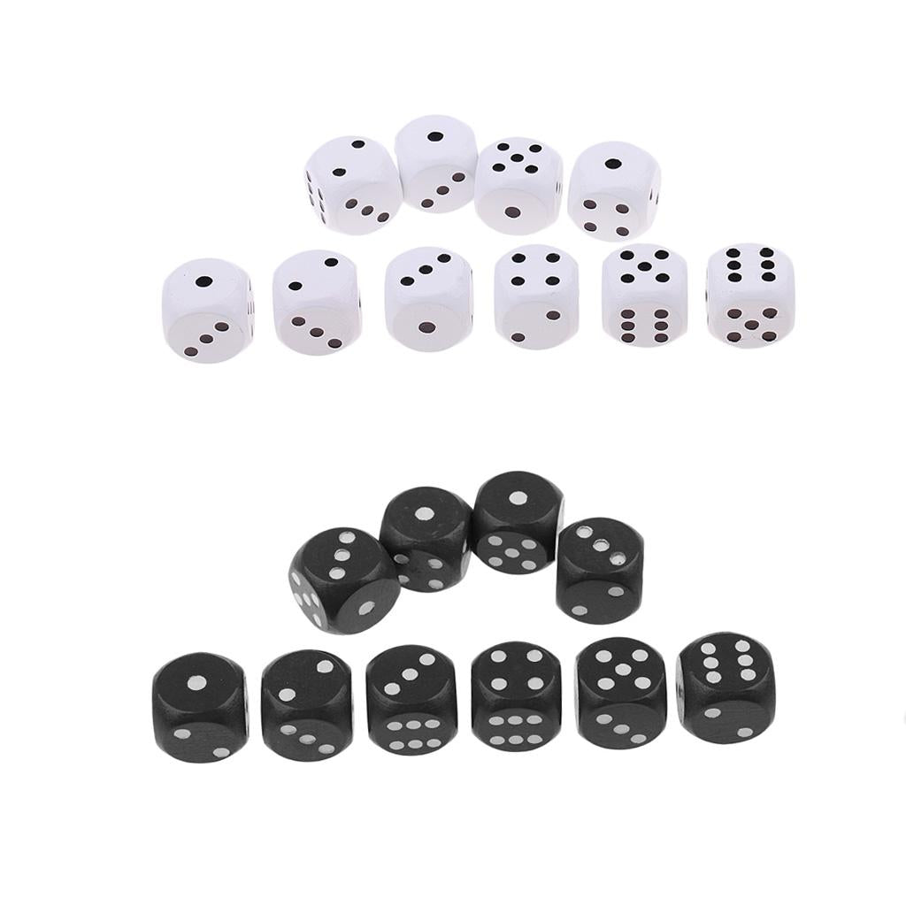20 Pieces Wooden Dice D6 Dotted Dice for D&D TRPG Board Game Toys
