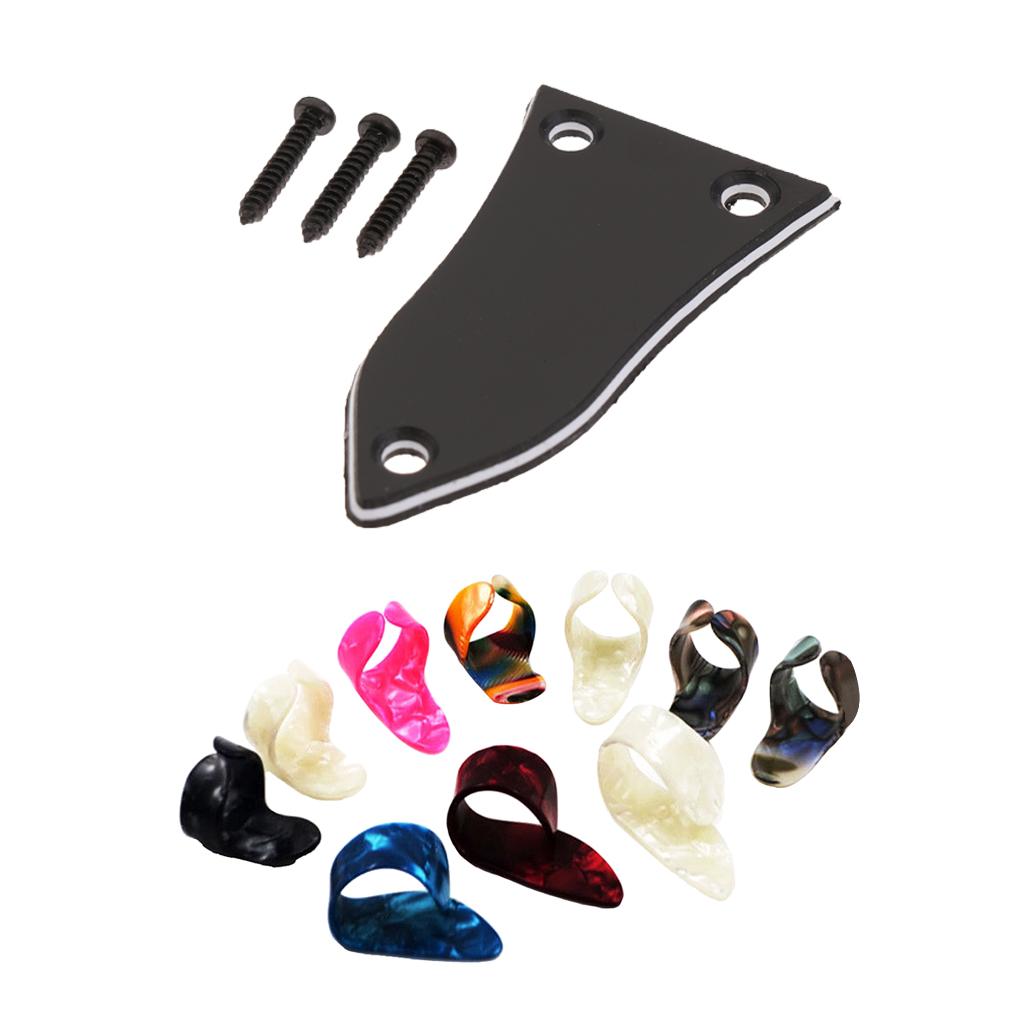 3ply Truss Rod Cover with Screws+15pcs Celluloid Thumb Finger Guitar Picks
