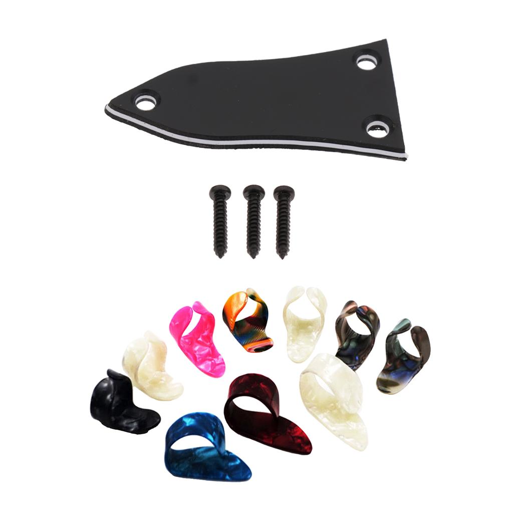 3ply Truss Rod Cover with Screws+15pcs Celluloid Thumb Finger Guitar Picks
