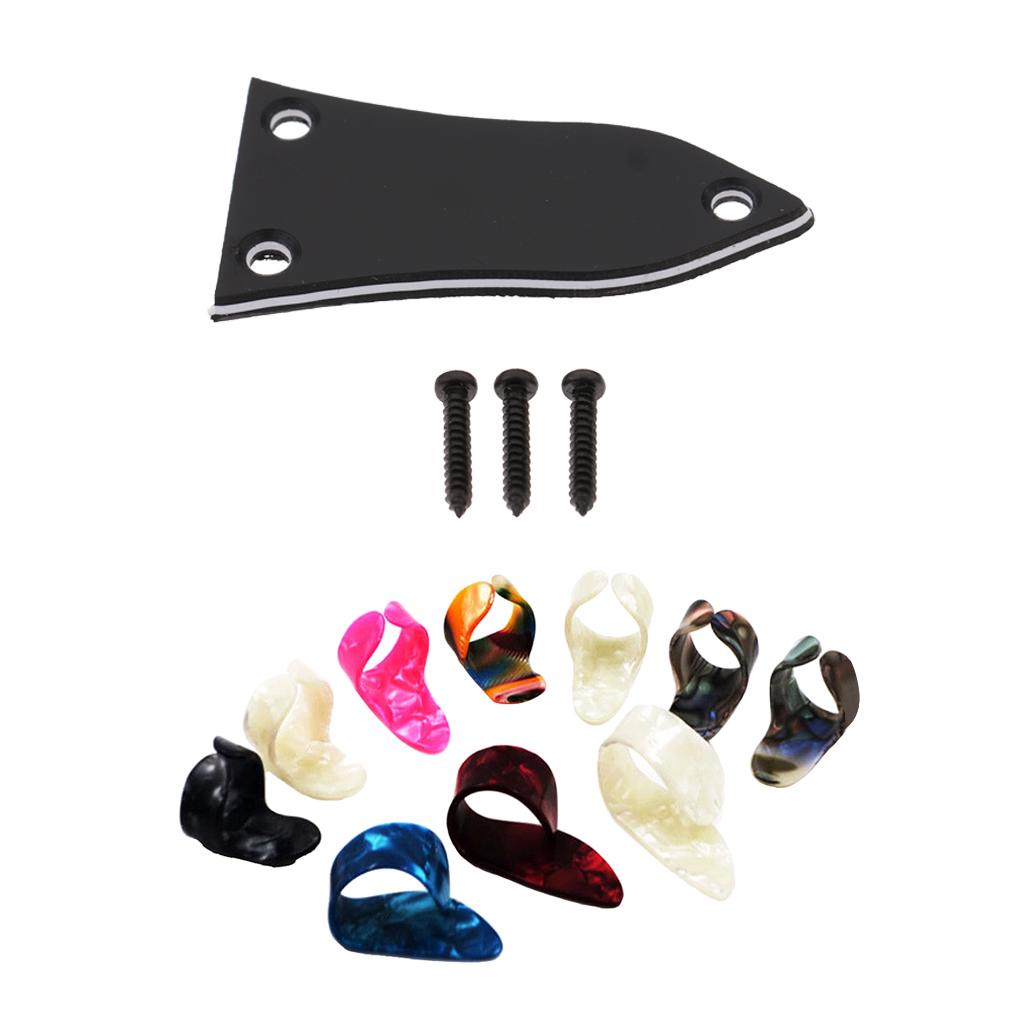 3ply Truss Rod Cover with Screws+15pcs Celluloid Thumb Finger Guitar Picks