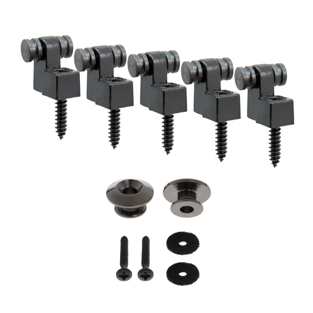 2 Pcs Strap Button +5Pcs Roller String Tree Guides Retainer Screw for Guitar
