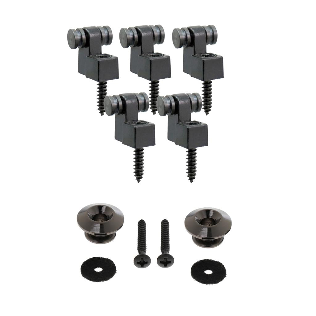 2 Pcs Strap Button +5Pcs Roller String Tree Guides Retainer Screw for Guitar