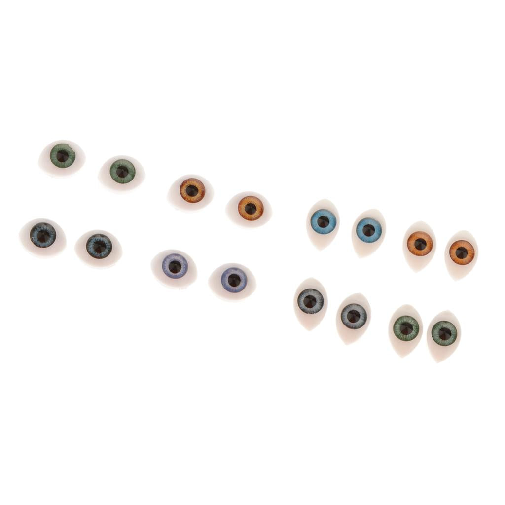 16 Pieces Plastic Oval Eyes Eyeballs for Mask Doll Bear Toy Making 5mm 6mm
