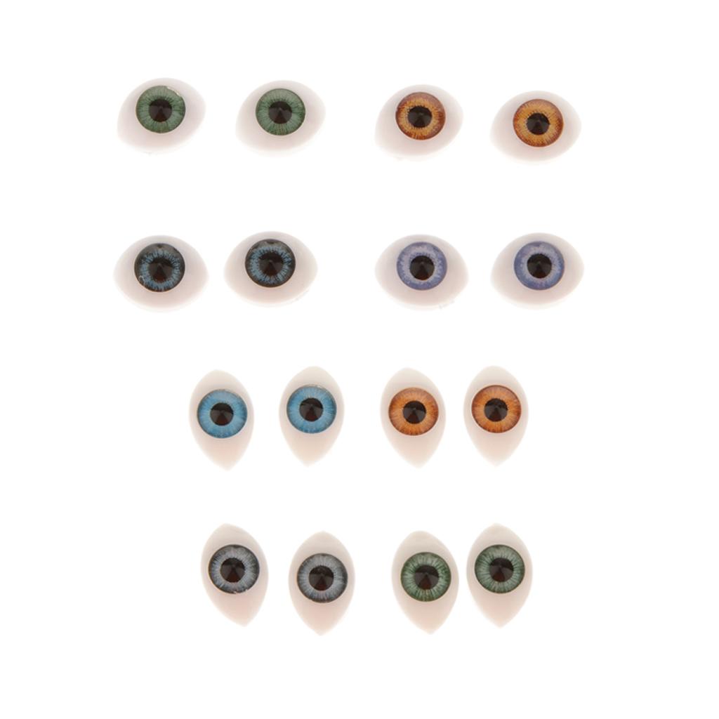 16 Pieces Plastic Oval Eyes Eyeballs for Mask Doll Bear Toy Making 5mm 6mm