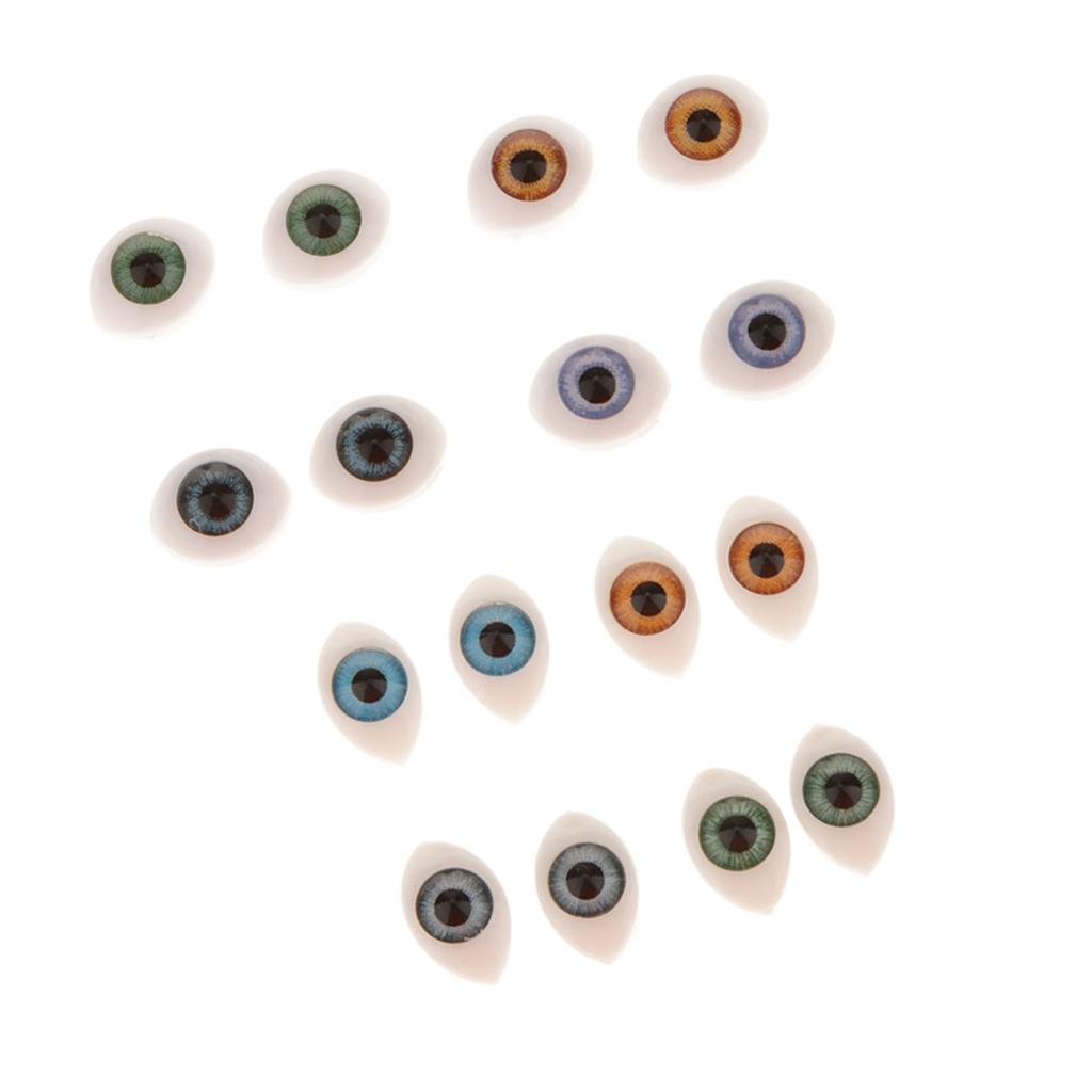 16 Pieces Plastic Oval Eyes Eyeballs for Mask Doll Bear Toy Making 5mm 6mm