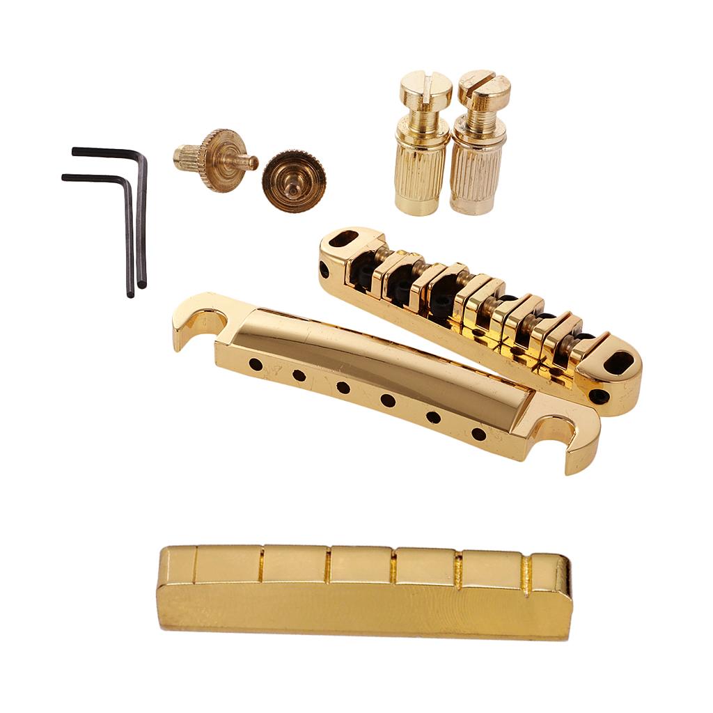 1 Set Roller Saddle Bridge +6 Strings Slotted Nut for LP Electric Guitar